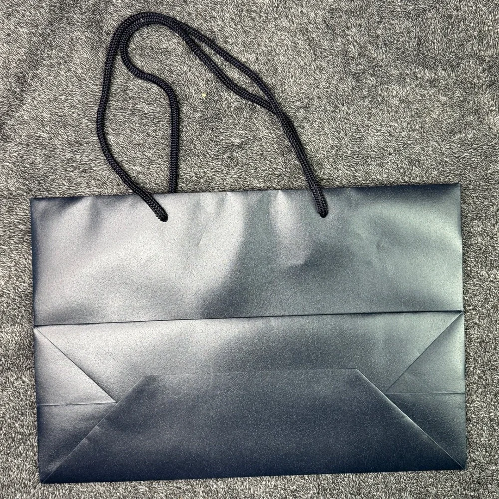 Ralph Lauren Navy Blue Paper Shopping Bag Gold Logo Braided Rope Handles Large